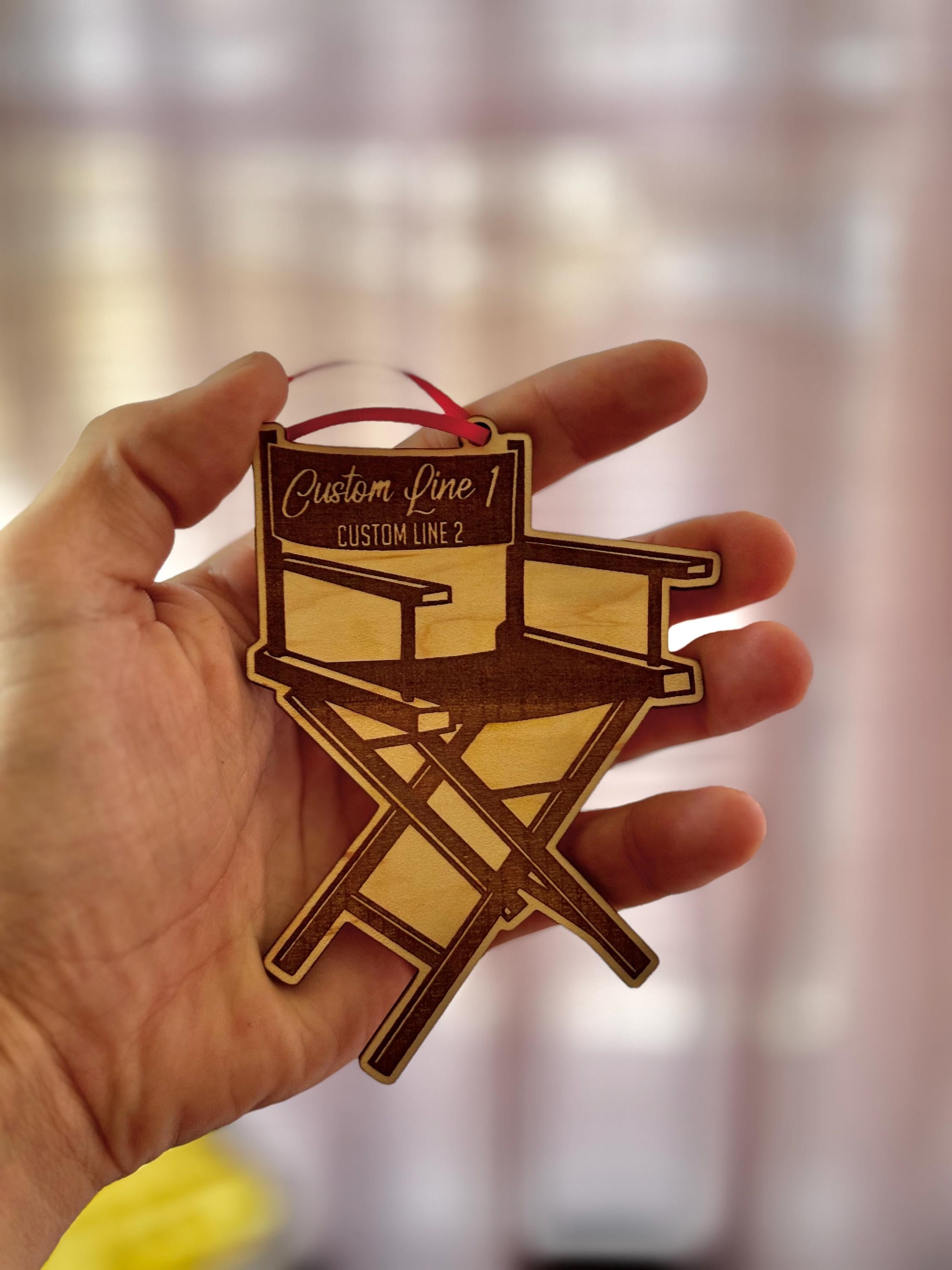 Personalized Directors Chair Christmas Ornament, Custom Name Ornament, Movie Lover Film Student Filmmaker Film Editor Gift, Tree Decoration