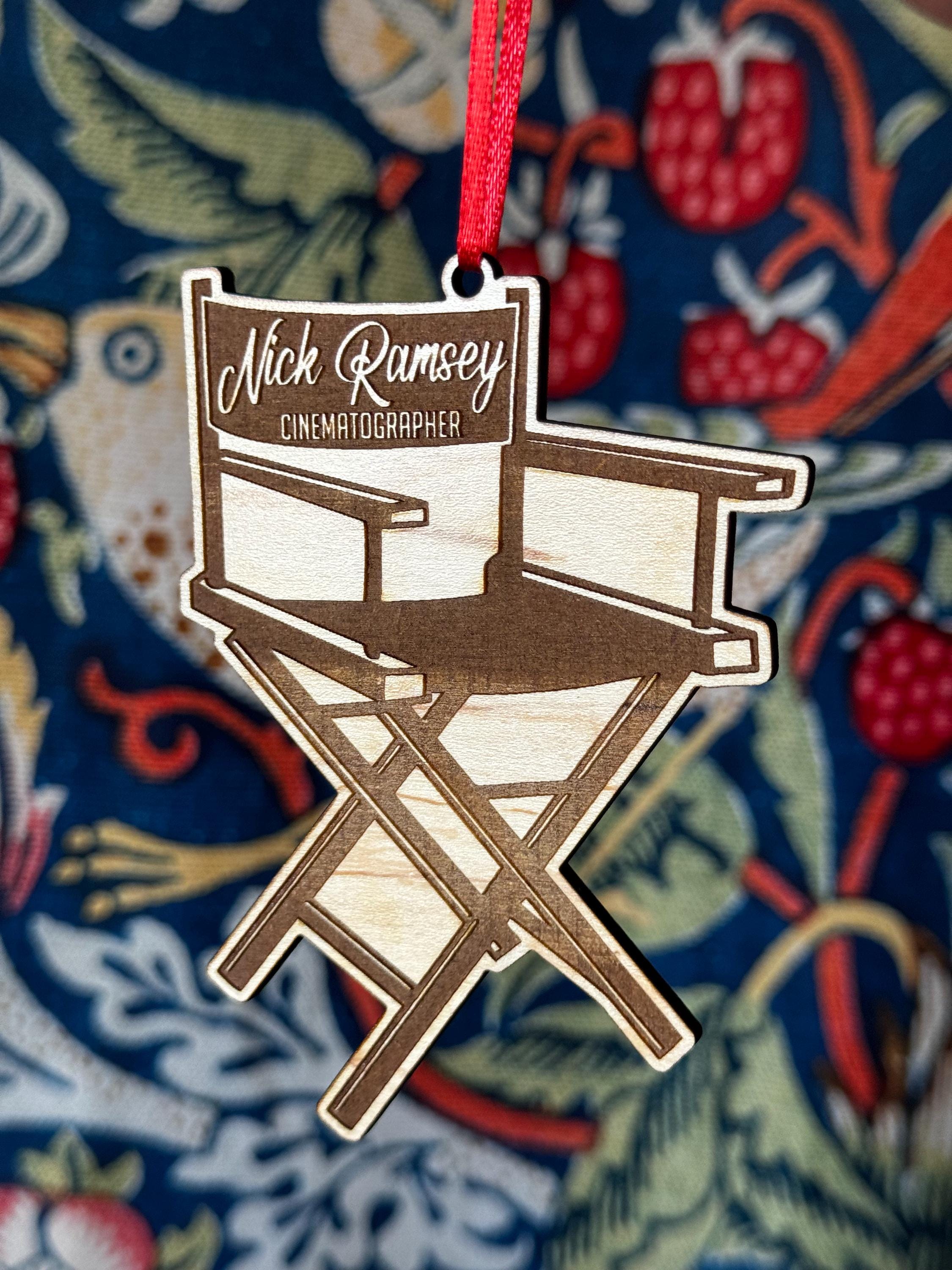 Personalized Directors Chair Christmas Ornament, Custom Name Ornament, Movie Lover Film Student Filmmaker Film Editor Gift, Tree Decoration