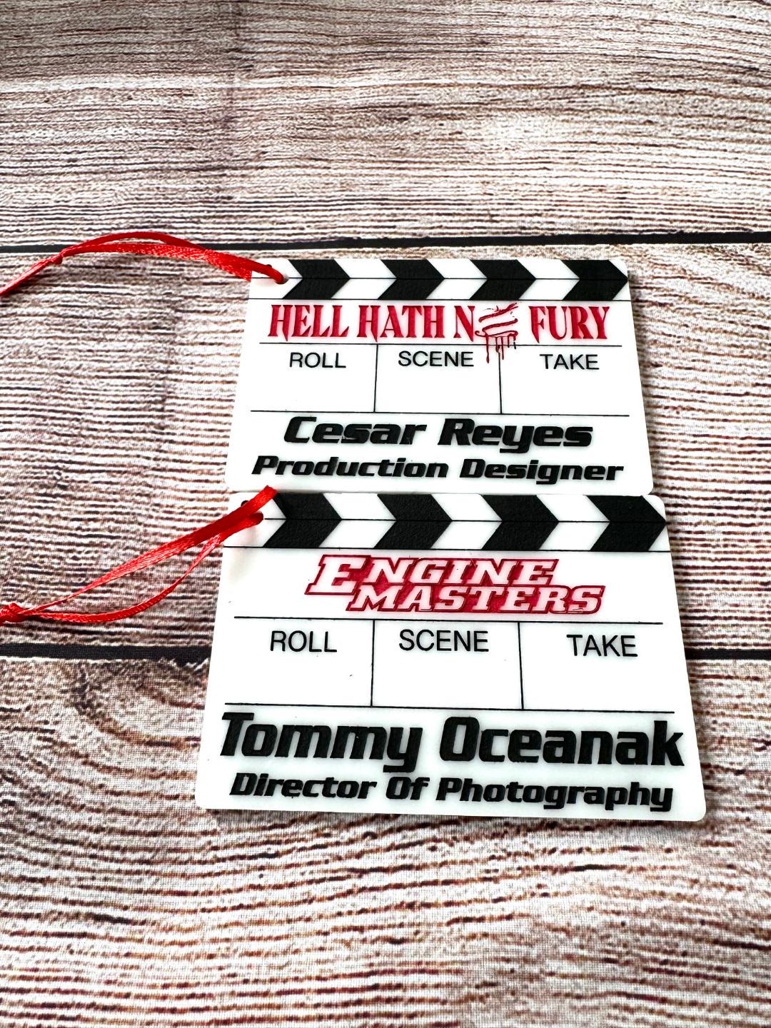 Custom Acrylic Movie Slate Ornament - Personalized Film Maker Gift, Wrap Gift, Film Production Keepsake
