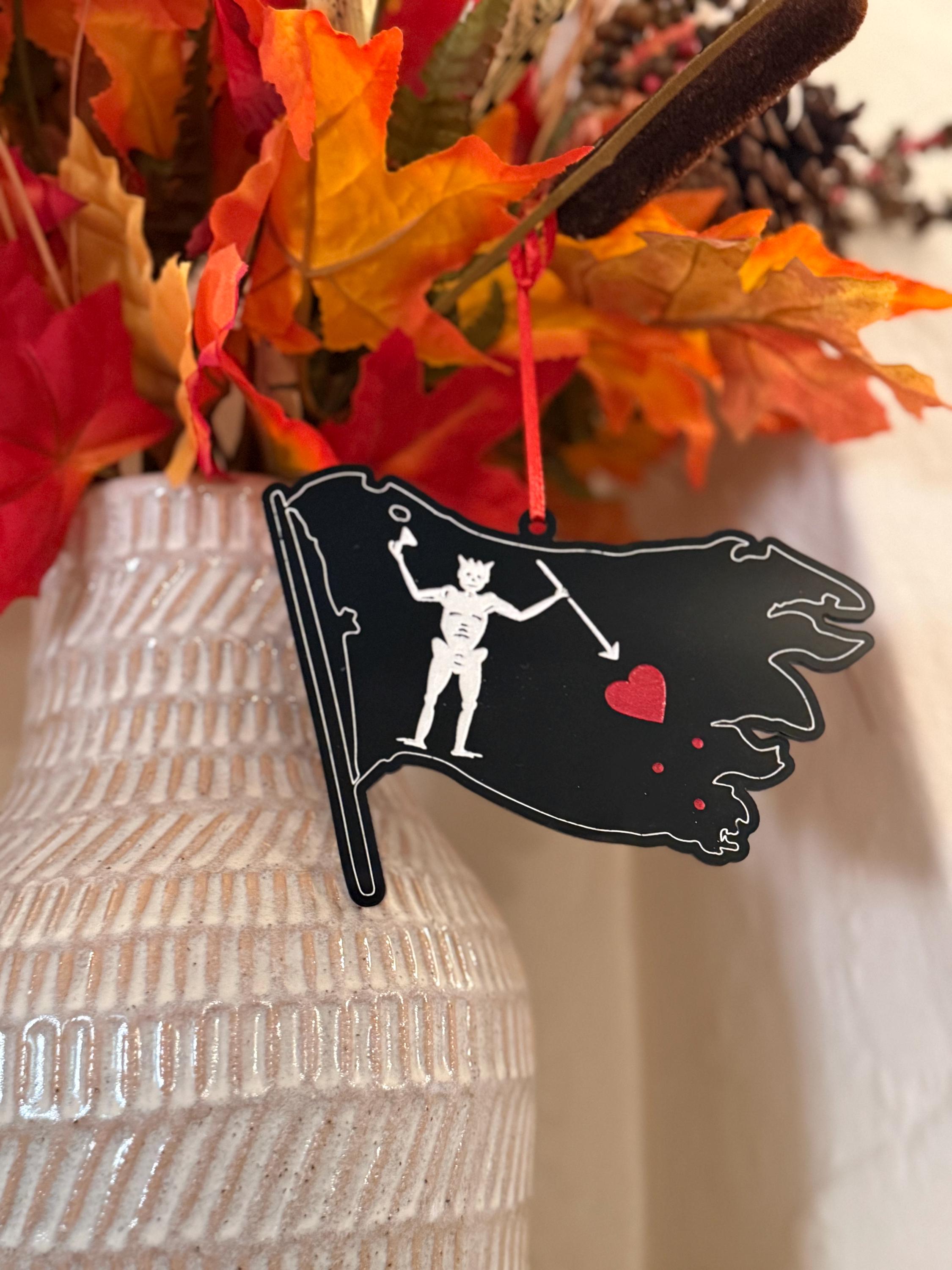 Blackbeard Flag Ornament – Pirate-Themed Decor for Christmas & Year-Round | Laser Engraved Nautical Ornament