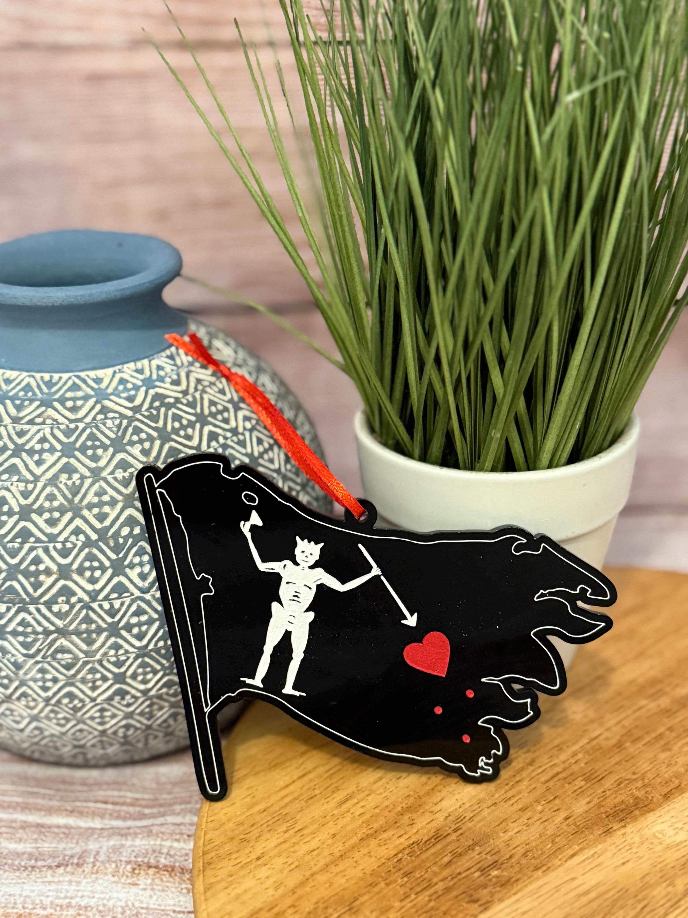 Blackbeard Flag Ornament – Pirate-Themed Decor for Christmas & Year-Round | Laser Engraved Nautical Ornament