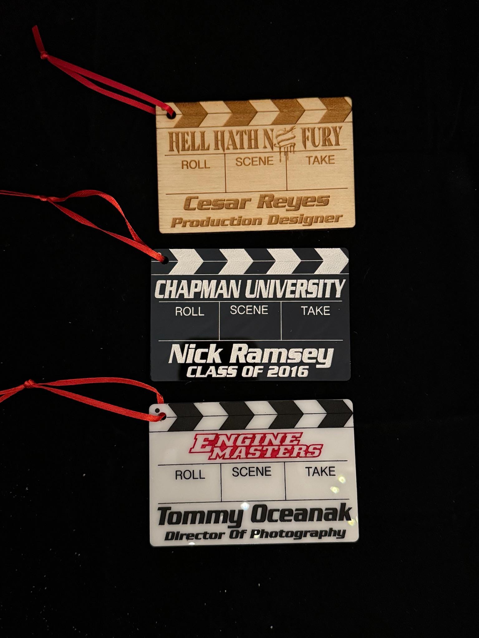 Personalized Movie Slate Christmas Ornament Your Name, Position, and Production Great Idea for Wrap Gift