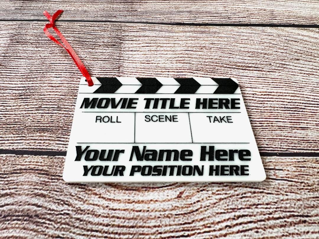 Custom Acrylic Movie Slate Ornament - Personalized Film Maker Gift, Wrap Gift, Film Production Keepsake