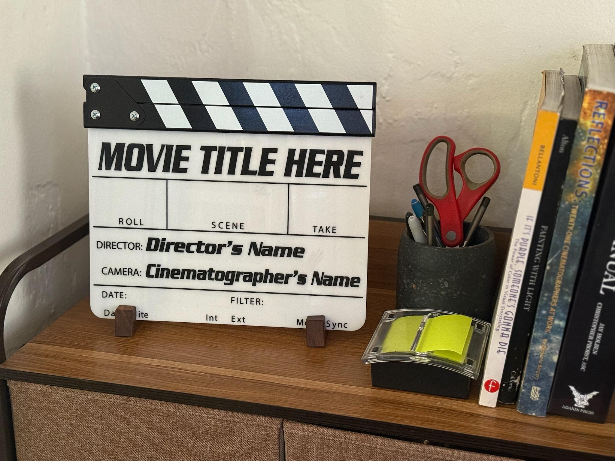 Mahogany Film Slate Stands. Display your Personalized Slate in Style.
